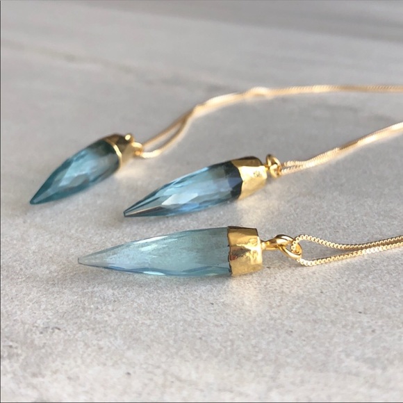 Estrella & Luna Jewelry - ➖LAST➖Blue Calcedony Spike Pendant Necklace💕